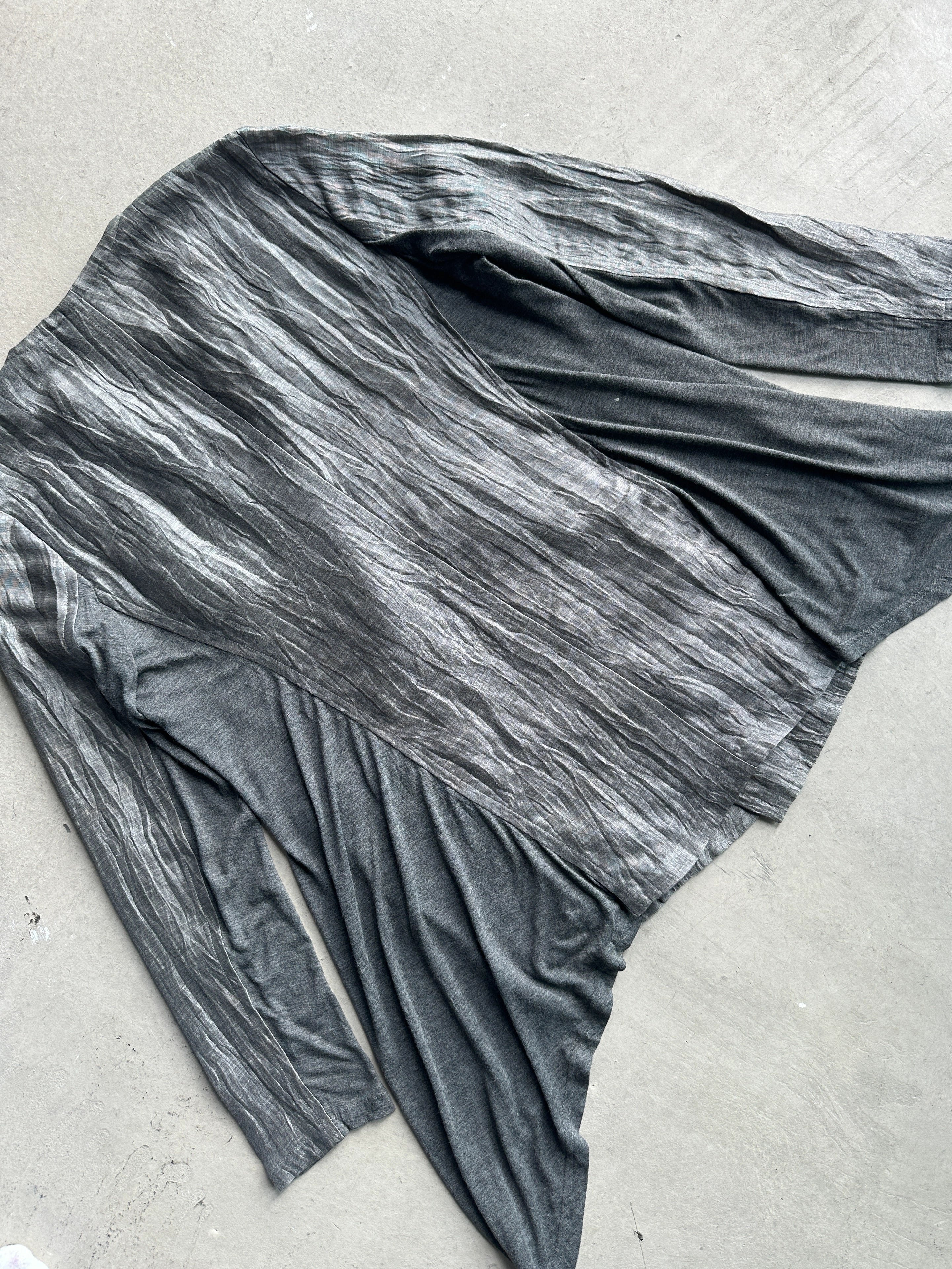 YOHJI YAMAMOTO Y's - S/S 2010 ASYMMETRICAL FRONT CRINKLED CARDIGAN