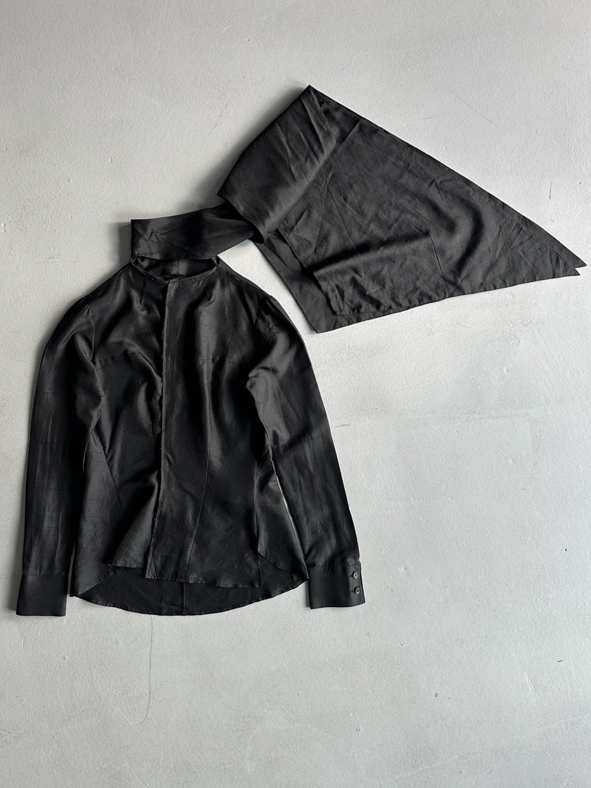 YOHJI YAMAMOTO - S/S 2003 OVERSIZED BOW NECK SILK BLOUSE