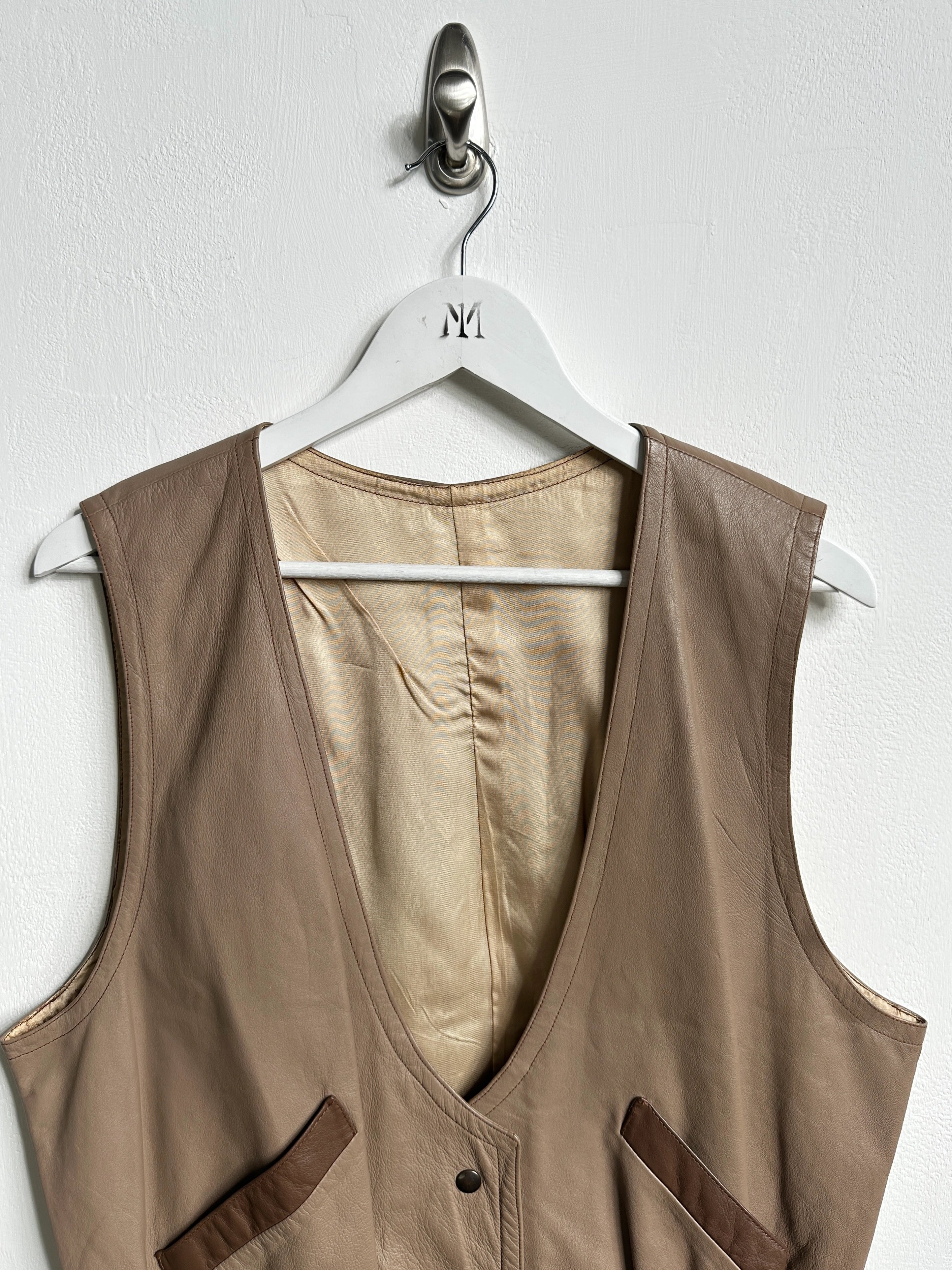 1980s TWO TONE LEATHER WAISTCOAT