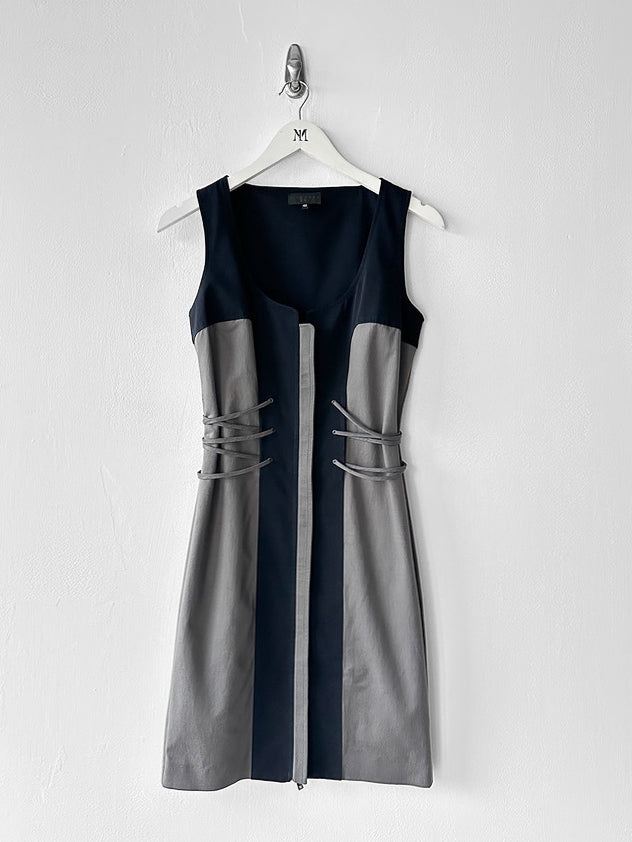 JOHN RICHMOND - 2000s PANELLED DRESS WITH LACING DETAILS AT WAIST