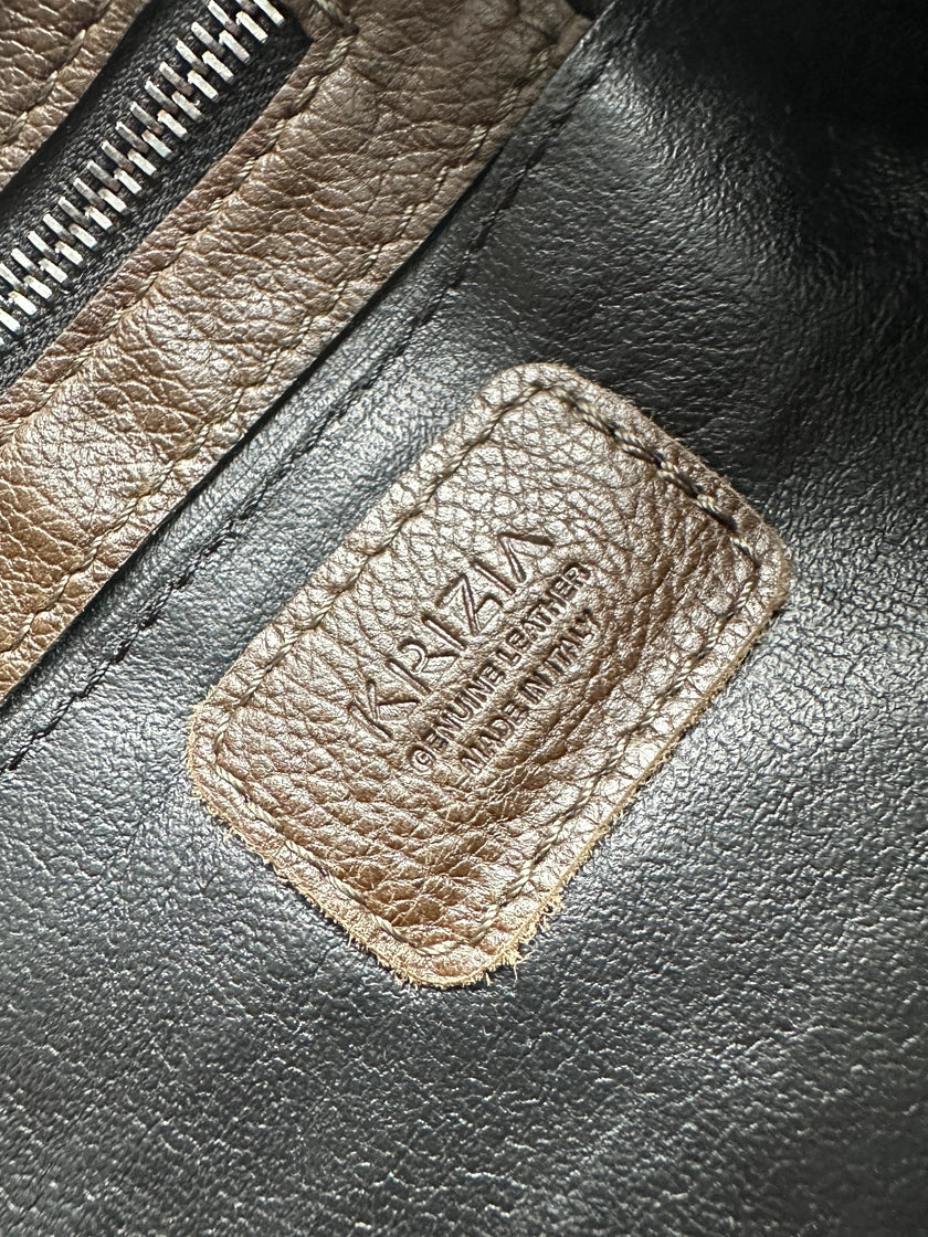 KRIZIA - 1990s LEATHER SILHOUETTE SHOULDER BAG