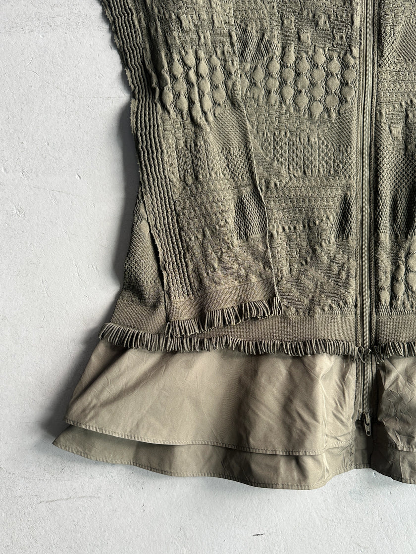 HIROKO KOSHINO - 2000s CONTRASTING NYLON COLLAR AND HEM SEMI TRANSPARENT JACKET