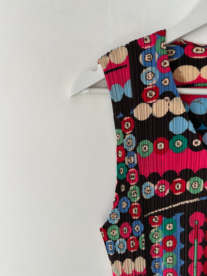 ISSEY MIYAKE - S/S 2007 COLOURFUL BILLIARDS PLEATED BUTTONED VEST TOP
