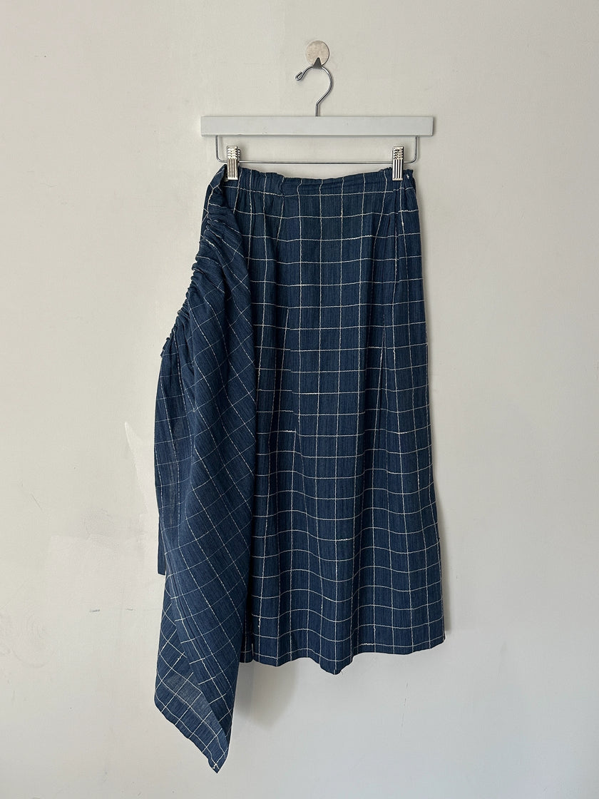 ISSEY MIYAKE PLANTATION - 1980s ASYMMETRIC LONG WRAP SKIRT