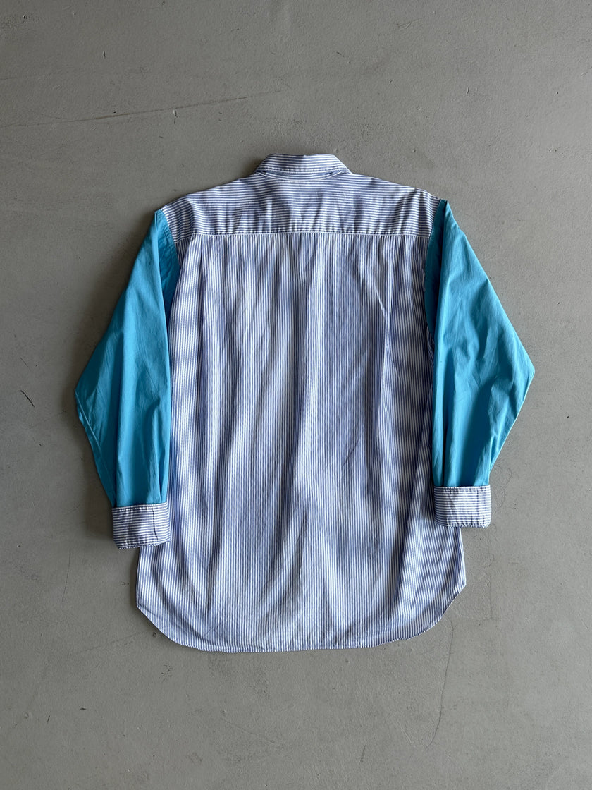 COMME DES GARÇONS - 1990s CONTRASTING SLEEVE PINSTRIPED SHIRT
