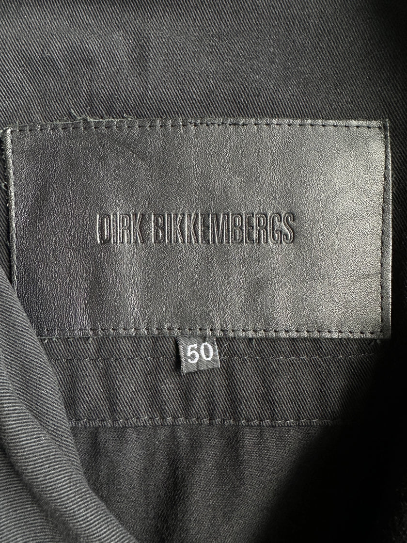 DIRK BIKKEMBERGS - S/S 2003 BELTED NECK JACKET WITH LEATHER FRONT PANEL