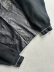 1980s KNITTED CARDIGAN JACKET WITH LEATHER FRONT