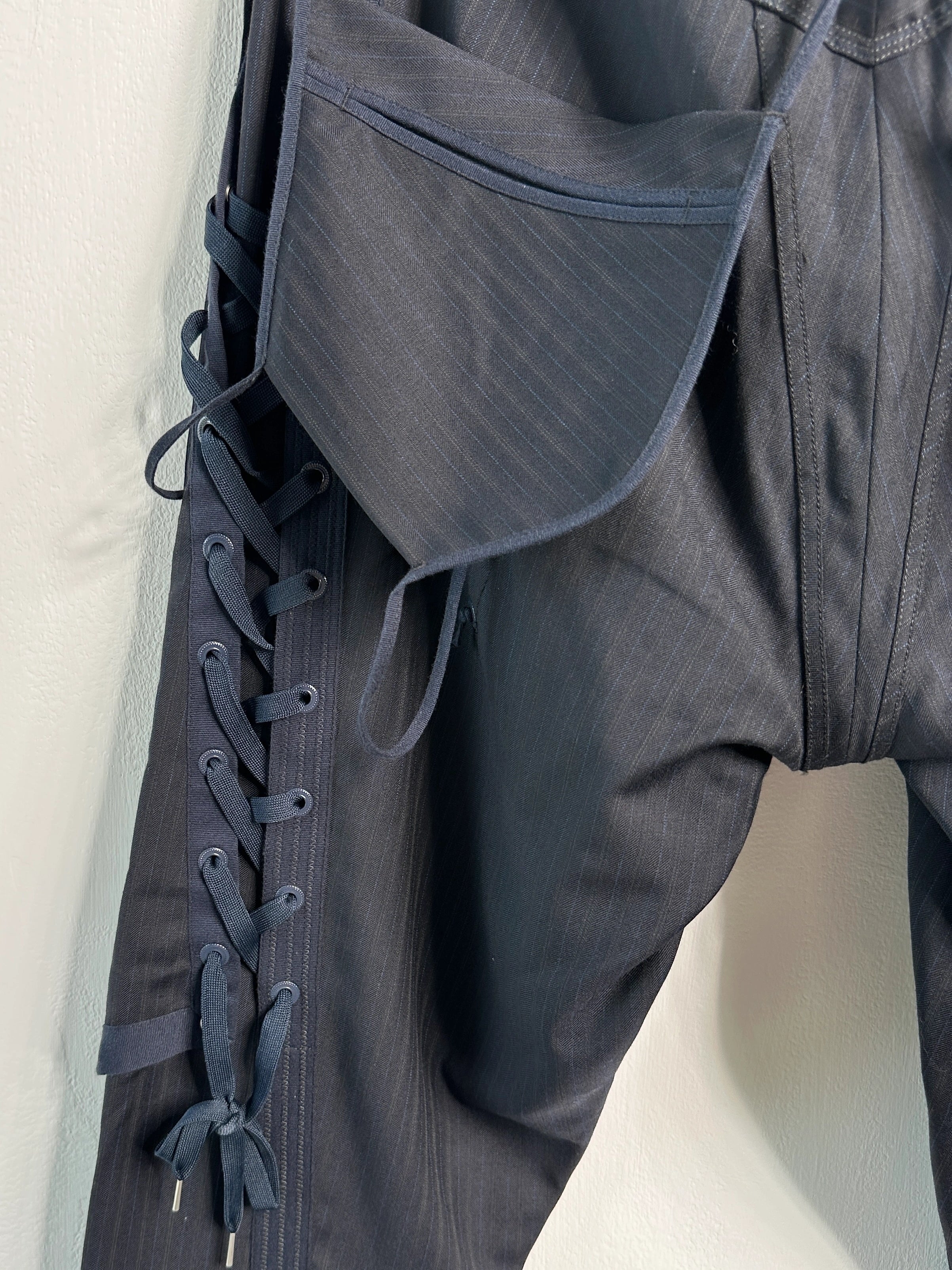 MARITHÉ + FRANÇOIS GIRBAUD - S/S 2009 PINSTRIPED CROPPED CARGO TROUSERS