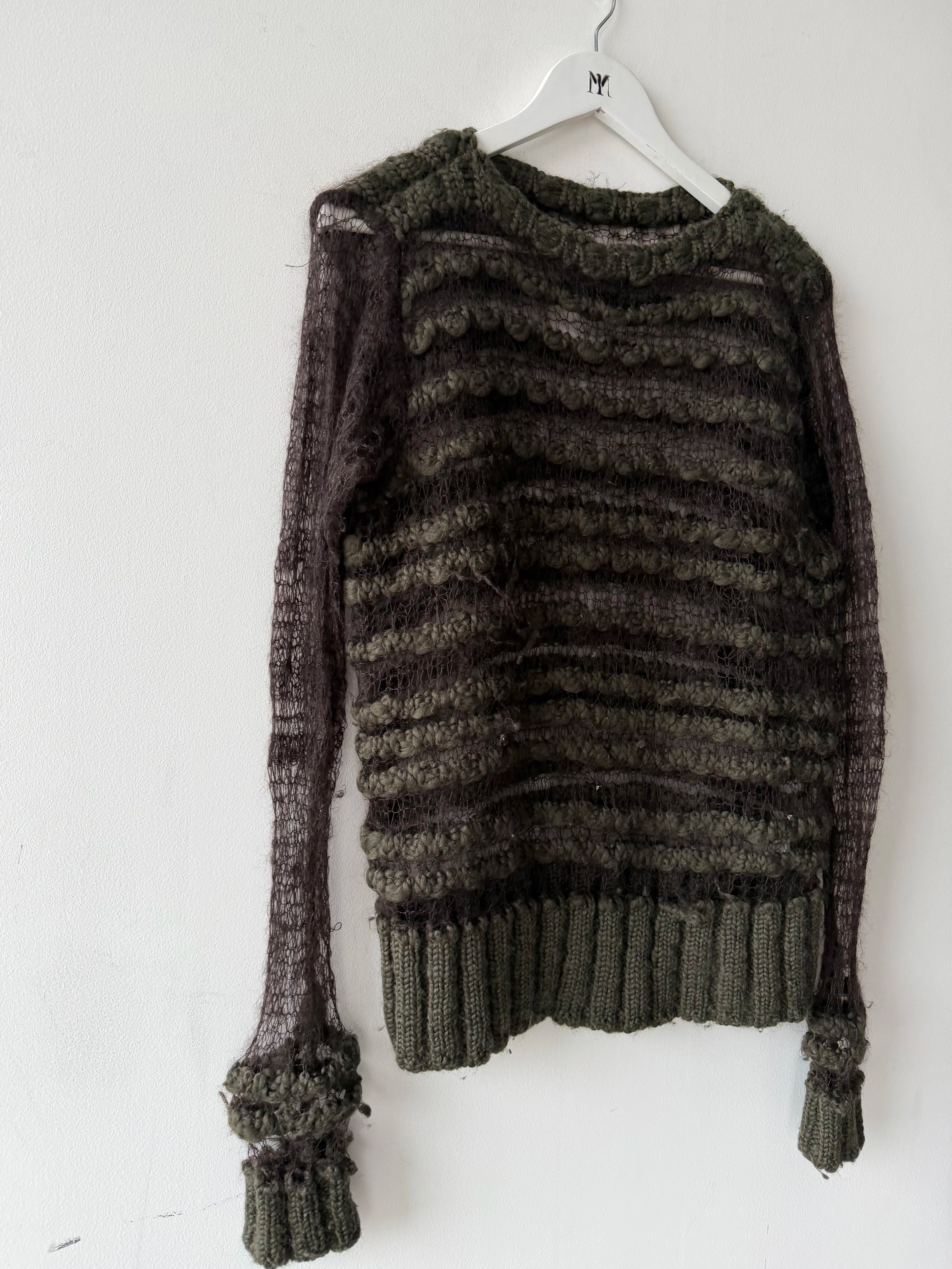 1990s OPEN WEAVE LONG SLEEVE KNIT TOP