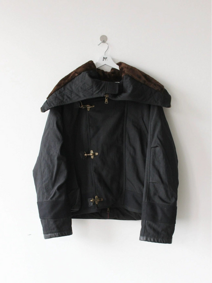 GIANFRANCO FERRÉ – 1990s BLACK HOODED JACKET WITH TOGGLE CLOSURES
