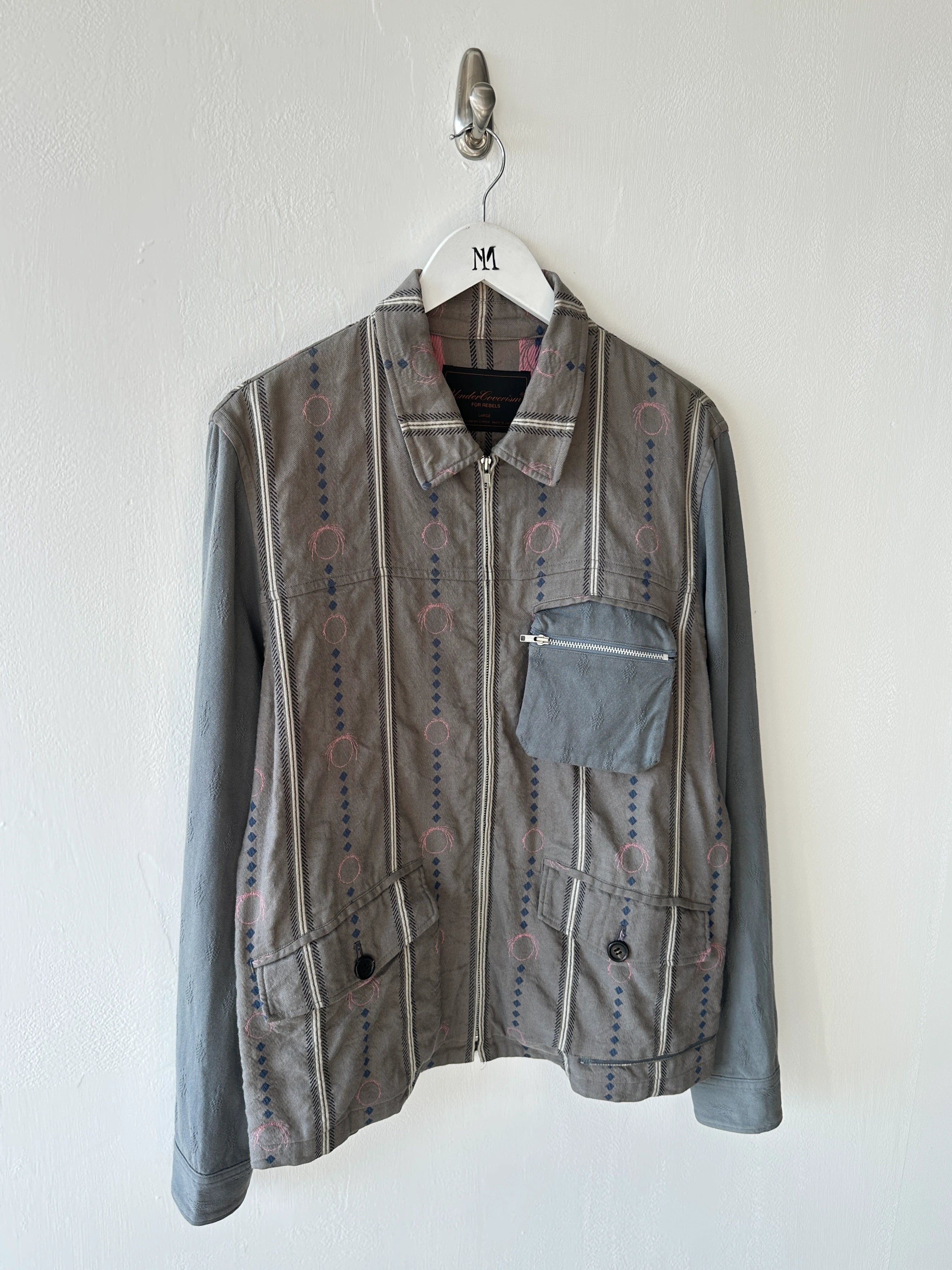 UNDERCOVERISM - early 2000s LINEN JACKET WITH CONTRASTING SLEEVE