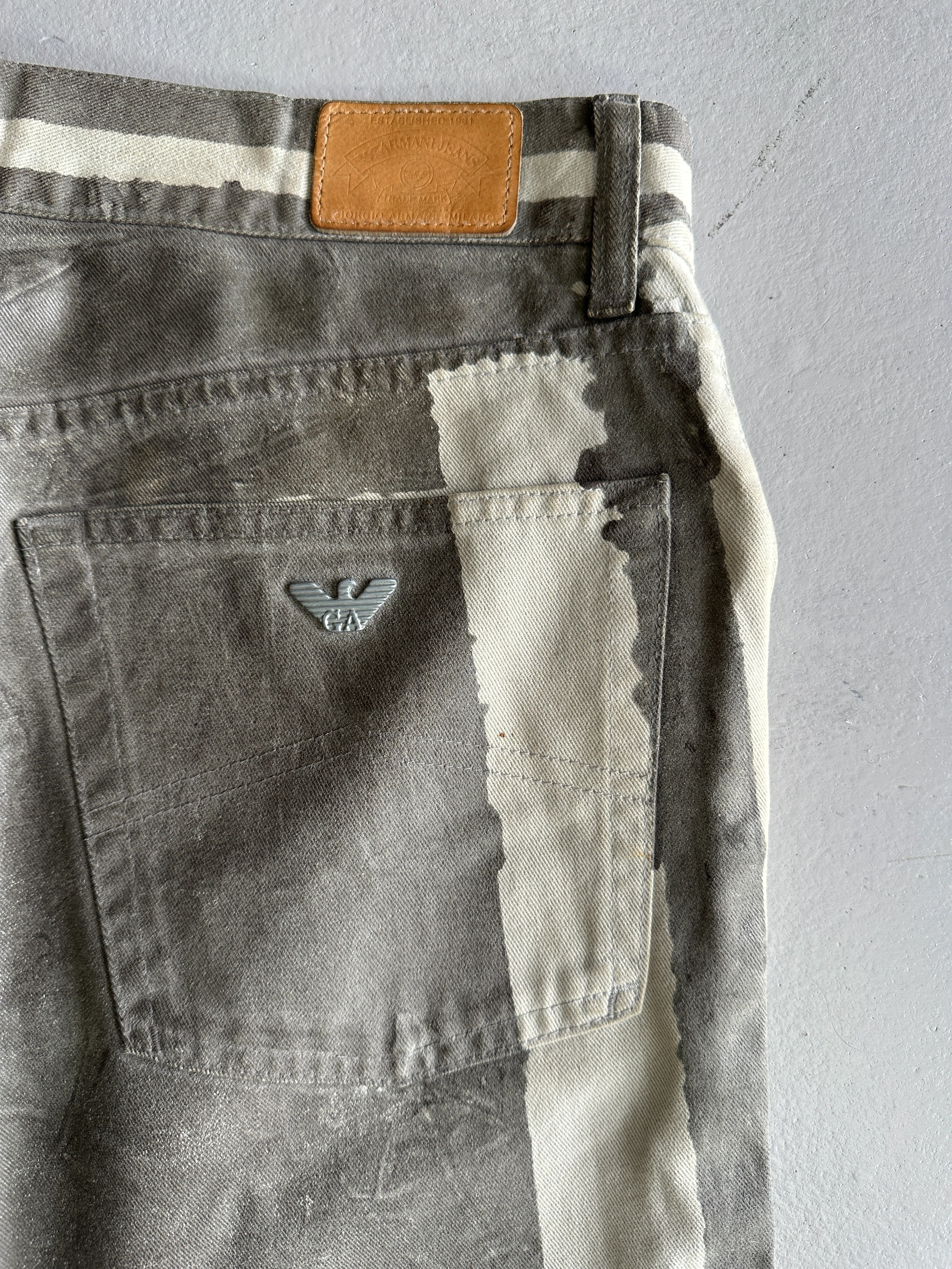 ARMANI JEANS - 1990s WAXED JEANS TROUSERS