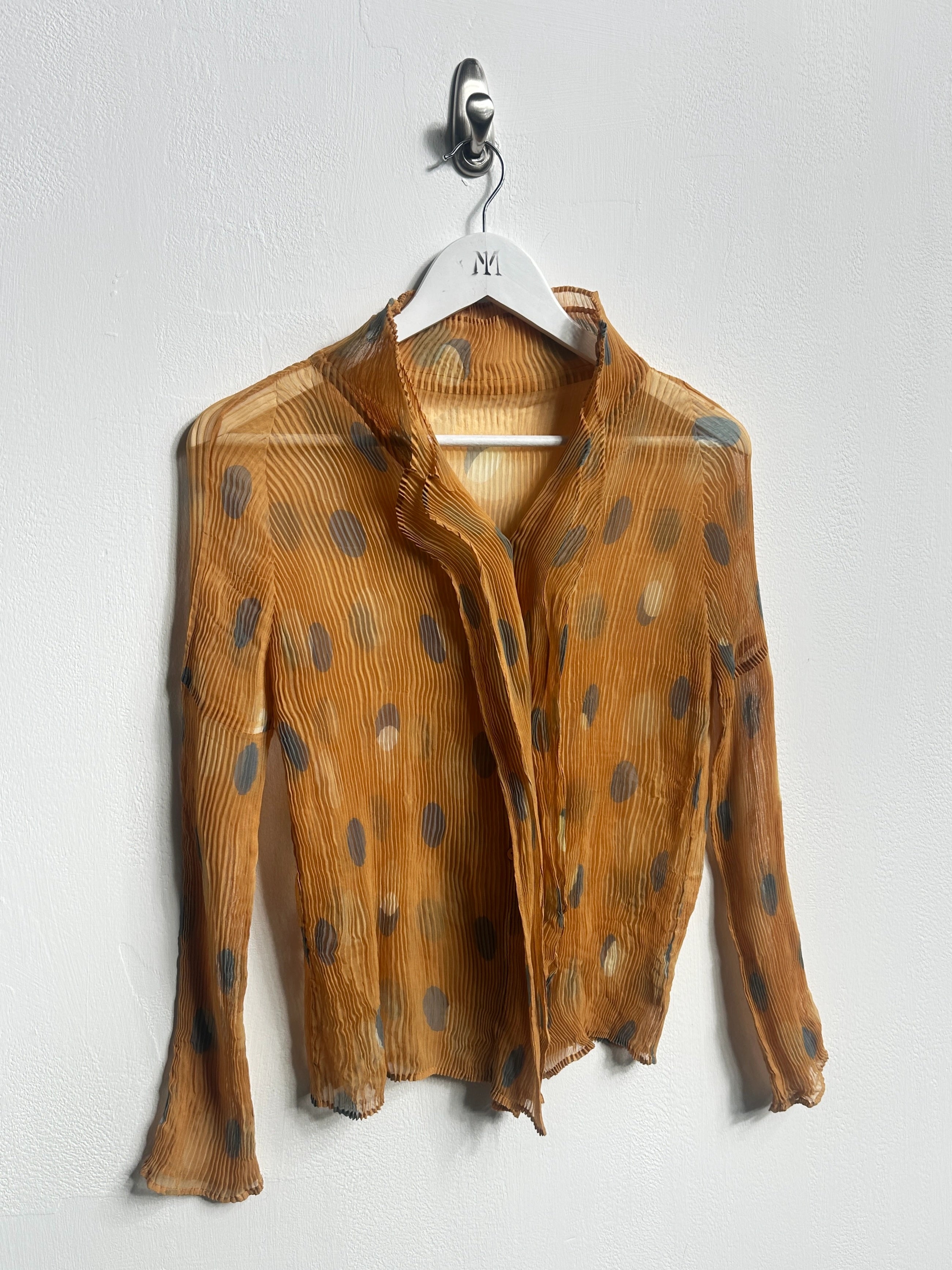 ISSEY MIYAKE - early 2000s POLKA DOT PLEATED BUTTONED BLOUSE