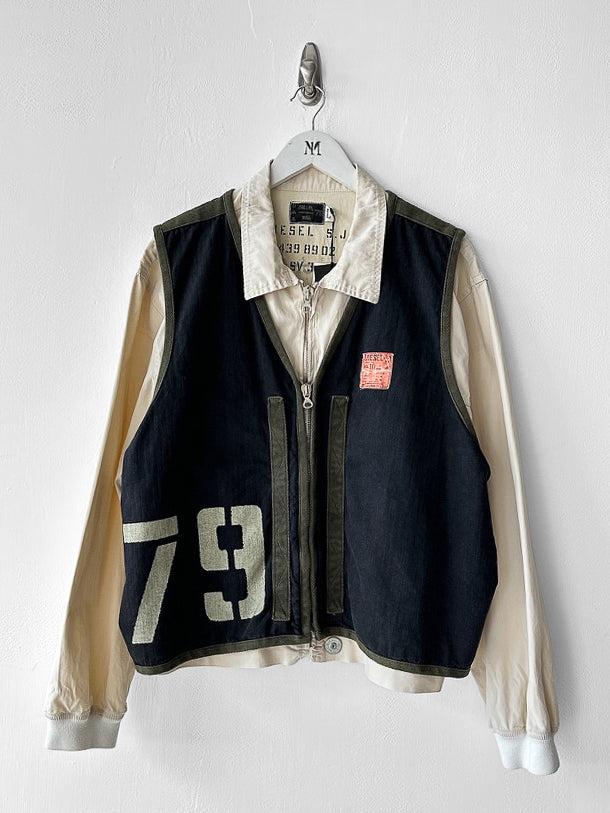 DIESEL - 1980s 2 in 1 BOMBER JACKET WITH LAYERED ZIPPED VEST