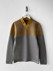 EMPORIO ARMANI - F/W 2013 PERFORATED V NECK TECHNICAL LONG SLEEVE TOP