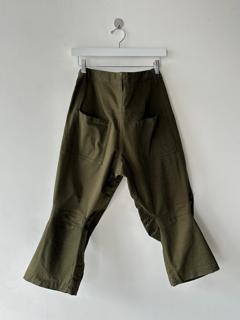 YOHJI YAMAMOTO Y'S - late 1990s CURVED LEG CAPRI TROUSERS