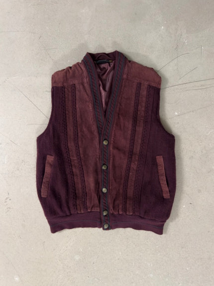 1970s KNITTED GILET WITH SUEDE DETAILS