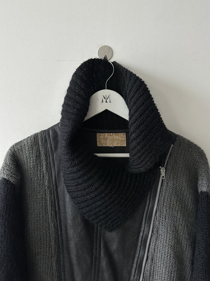 ICEBERG BY J.C. DE CASTELBAJAC - 1980s KNITTED JACKET WITH LEATHER PANEL