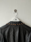 ITALIAN LABEL early 2000s OPEN FRONT LEATHER JACKET WITH WHIPSTITCH DETAILS