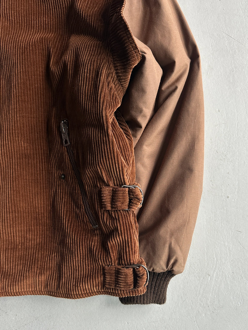 ITALIAN LABEL 1980s PANELED CORDUROY BOMBER JACKET WITH CONTRASTING SLEEVE