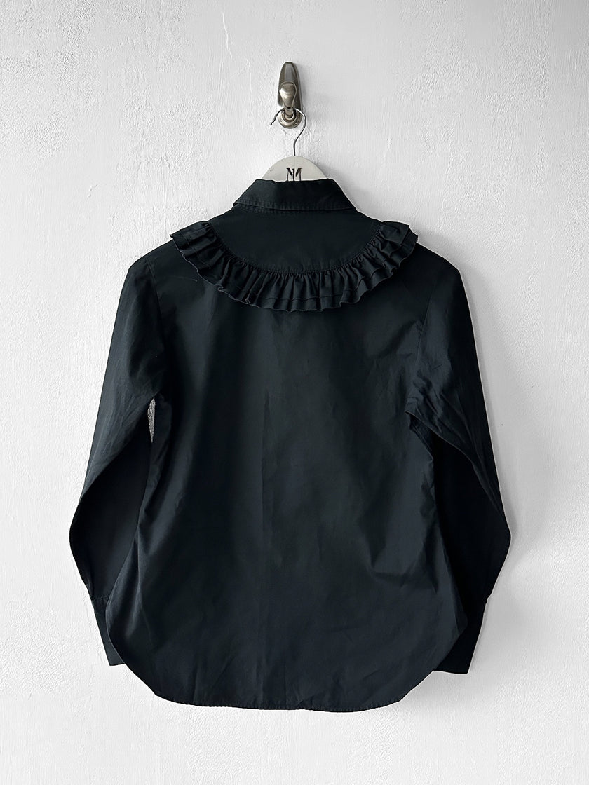 YOHJI YAMAMOTO Y'S - F/W 2016 SHIRT WITH RUFFLED YOKE OVER ONE SHOULDER AND BACK