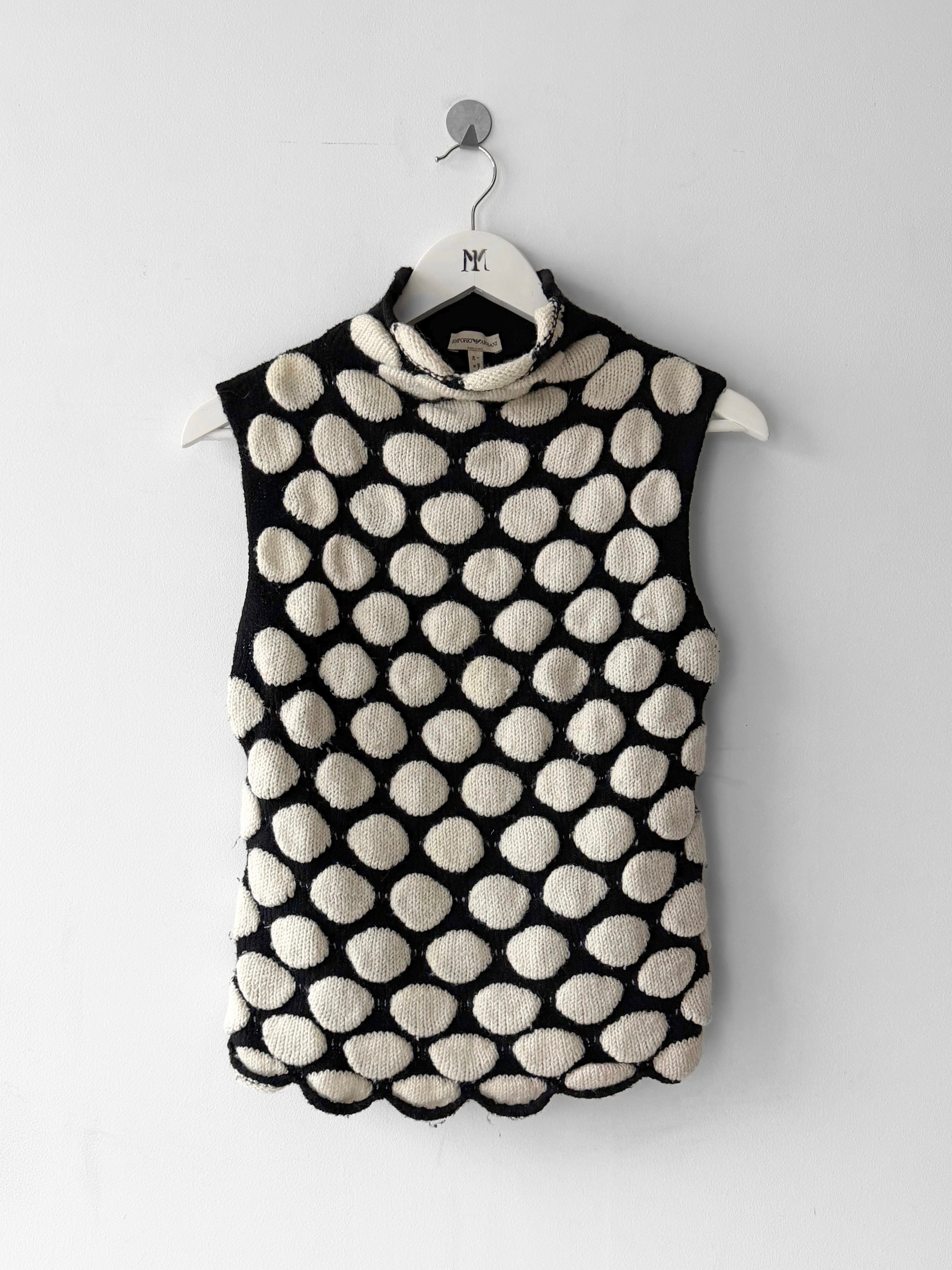 EMPORIO ARMANI - F/W 2002 BUBBLE FRONT HIGH NECK VEST KNIT TOP