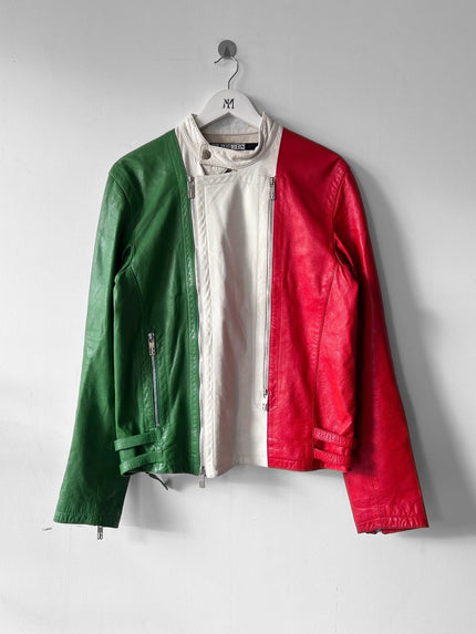 DIRK BIKKEMBERGS early 2000s ITALIAN FLAG LEATHER JACKET