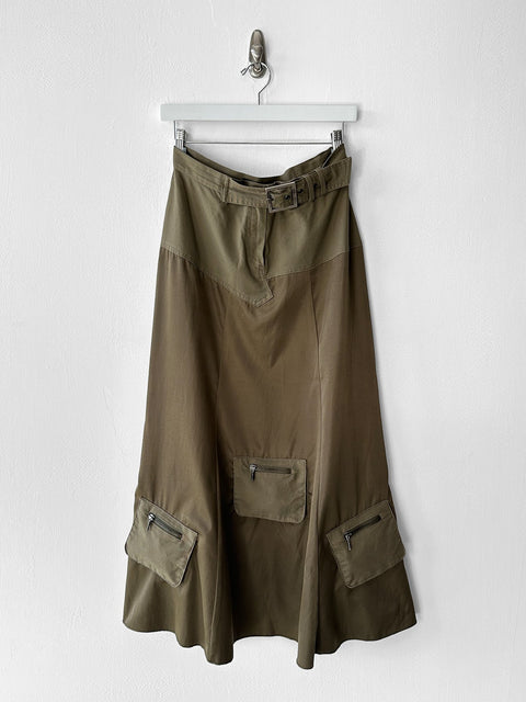 ITALIAN LABEL - 1990s MAXI SKIRT WITH PATCH POCKETS AT THE HEM
