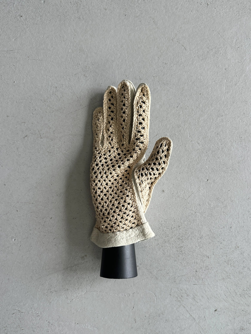 TRUSSARDI - 1990s LEATHER AND CROCHET BACK GLOVES