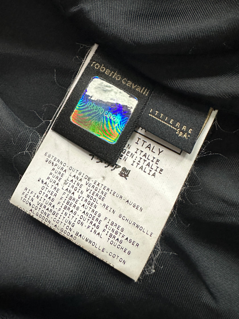 JUST CAVALLI - 1990s PINSTRIPED BLAZER WITH DENIM DETAILS