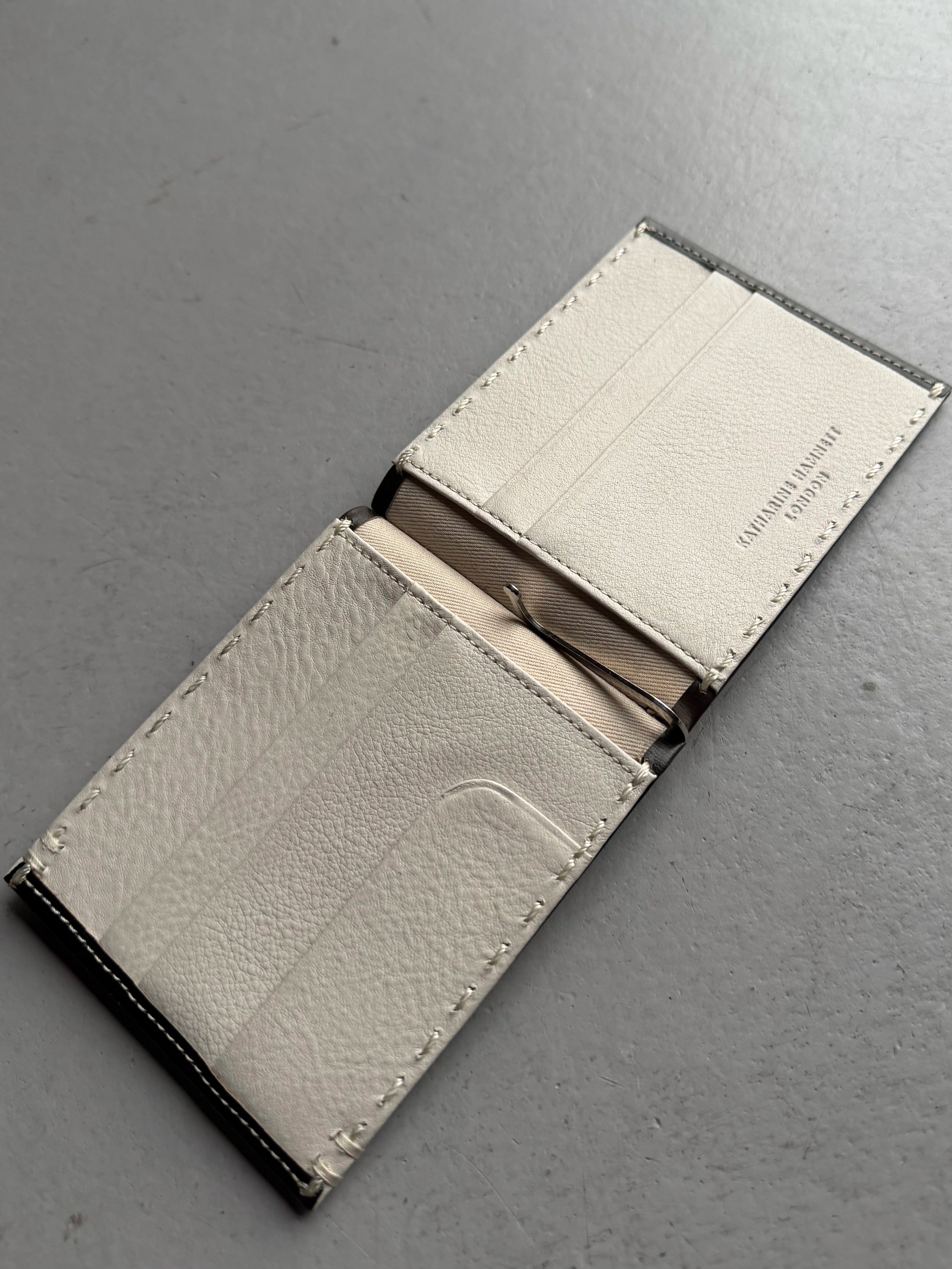 KATHARINE HAMNETT - 1990s LEATHER WALLET WITH STITCHING DETAILS