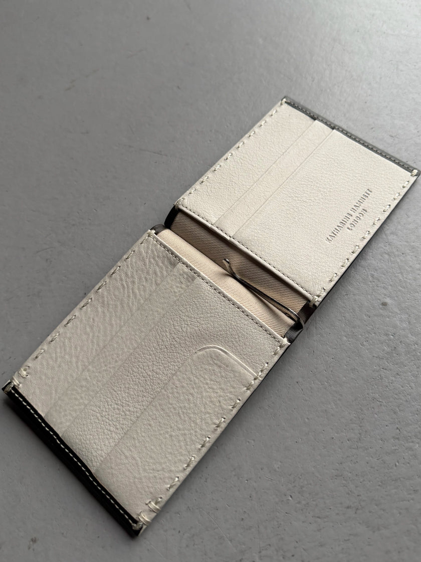 KATHARINE HAMNETT - 1990s LEATHER WALLET WITH STITCHING DETAILS
