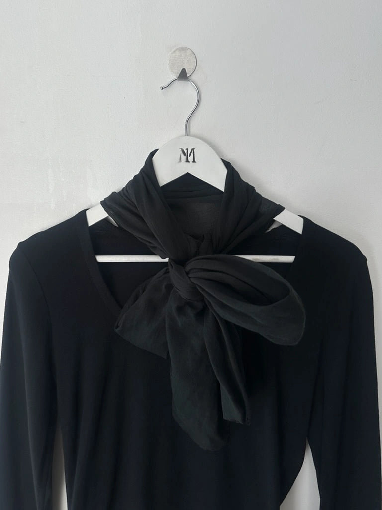 DRIES VAN NOTEN - late 1990s LONG SLEEVE TOP WITH OVERSIZED SCARF COLLAR