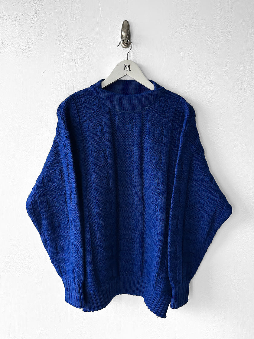 ITALIAN LABEL 1980s OVERSIZED GEOMETRIC CABLE KNIT JUMPER