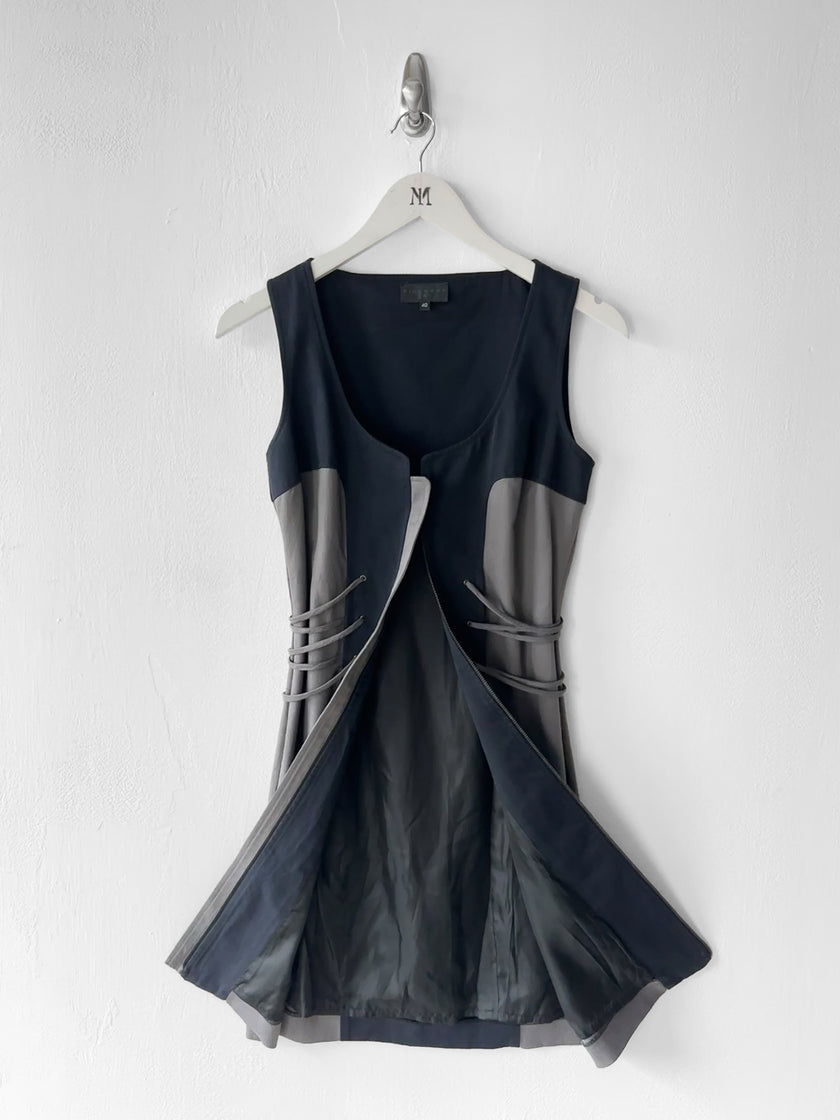JOHN RICHMOND - 2000s PANELLED DRESS WITH LACING DETAILS AT WAIST
