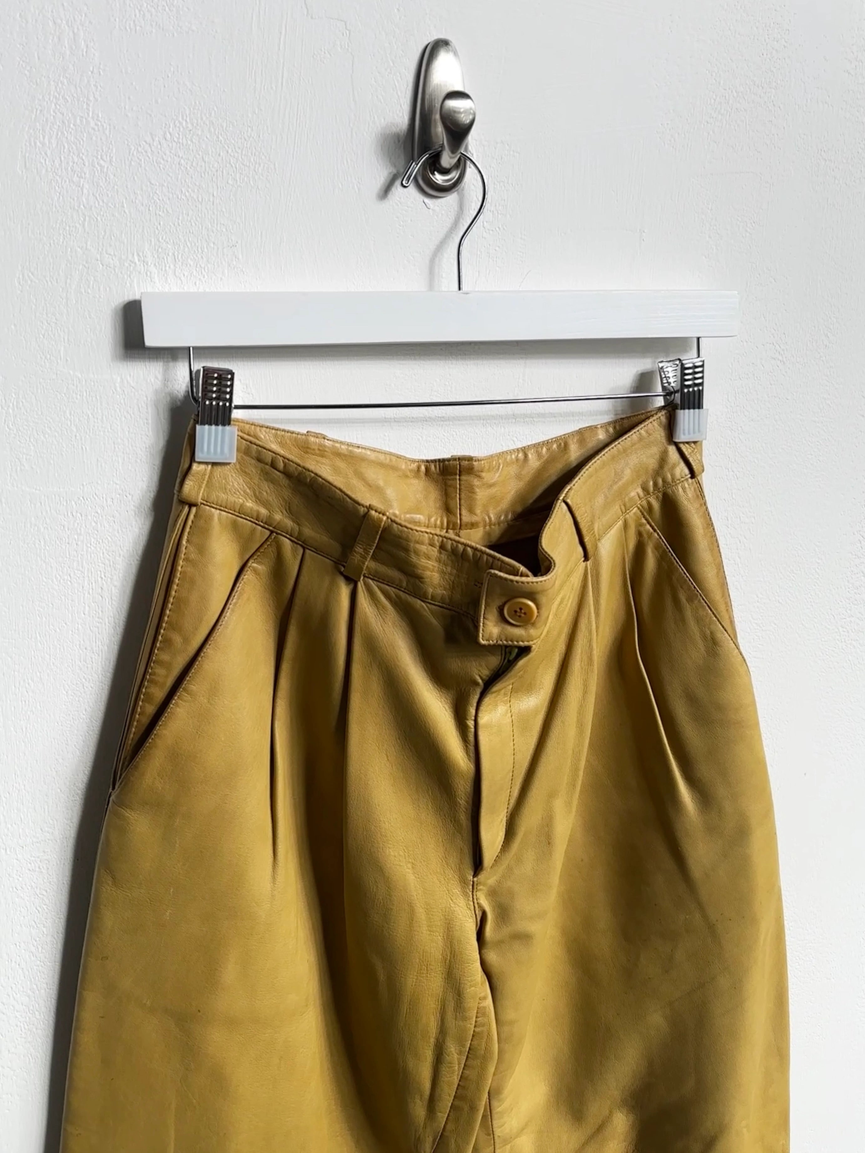 GIANNI VERSACE - 1980s LEATHER TROUSERS WITH FRONT PLEATS