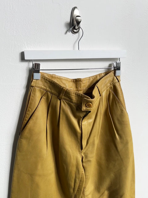GIANNI VERSACE - 1980s LEATHER TROUSERS WITH FRONT PLEATS