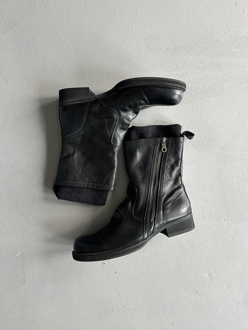 YOHJI YAMAMOTO Y's - 1990s MID CALF LEATHER BOOTS