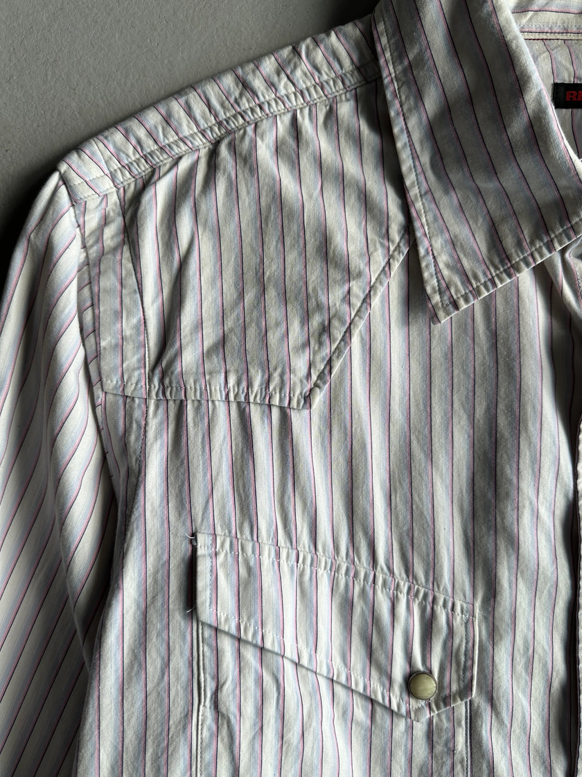 PAUL SMITH RED EAR - 1990s PINSTRIPED WESTERN SHIRT