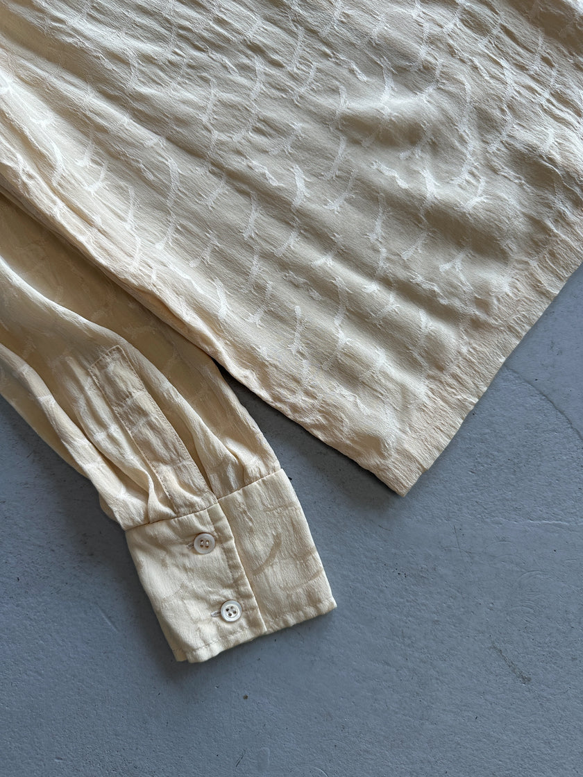 HERMÈS - 1970s COLLARED SILK SHIRT