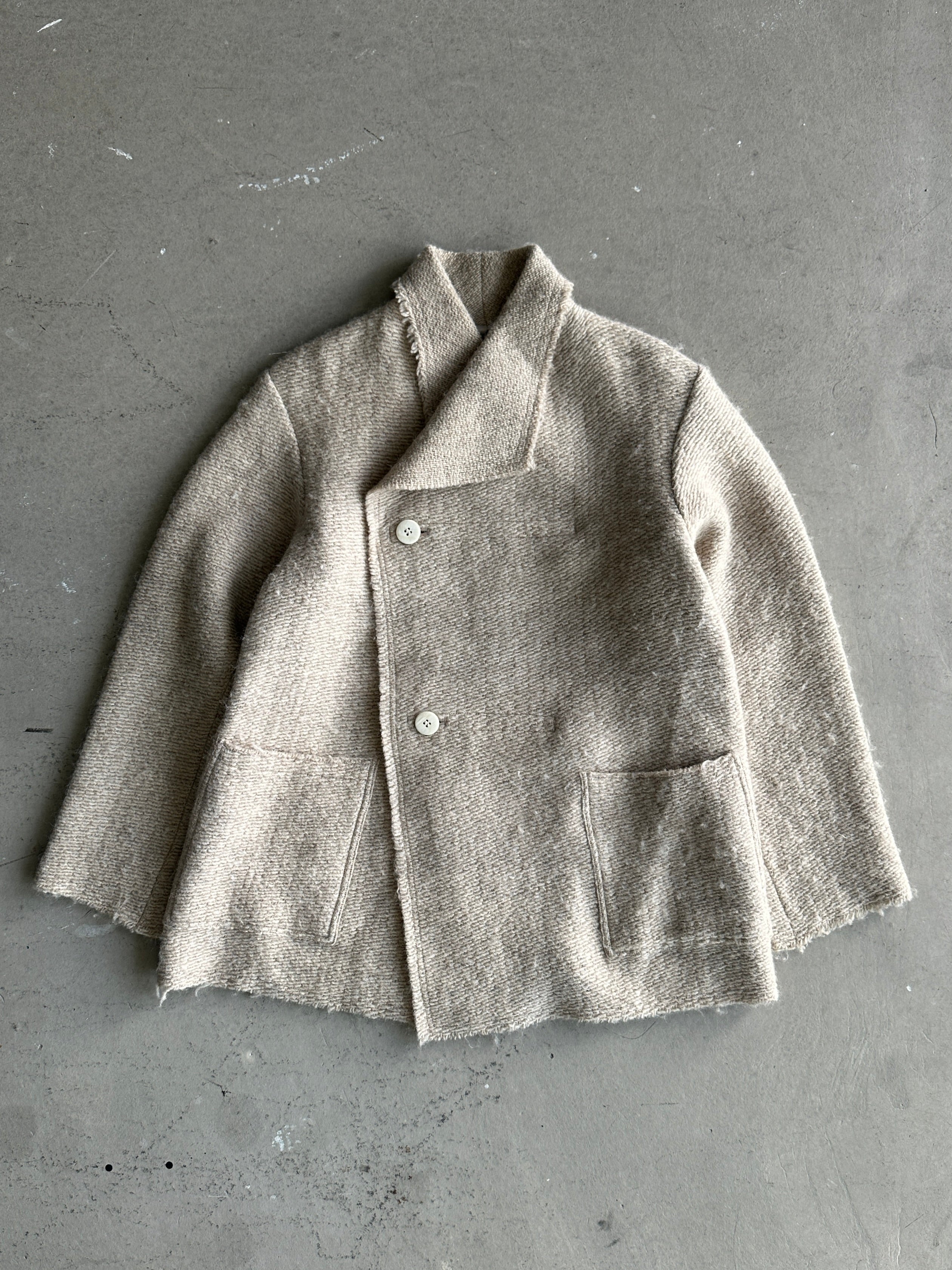 PLANTATION ISSEY MIYAKE - 1980s OVERSIZED ASYMMETRICAL WOOL CARDIGAN