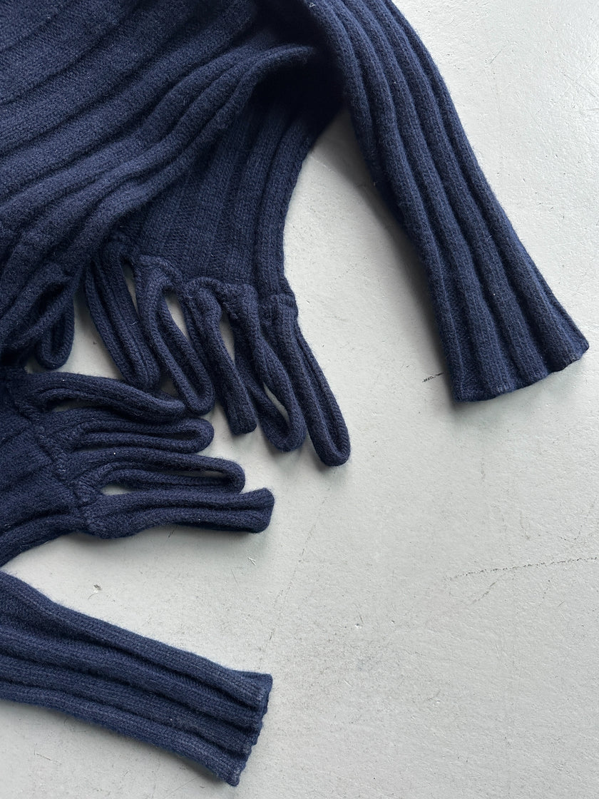 MARITHÉ + FRANÇOIS GIRBAUD - 2000s LOOPING CUT OUT DETAILS OPEN FRONT KNIT CARDIGAN