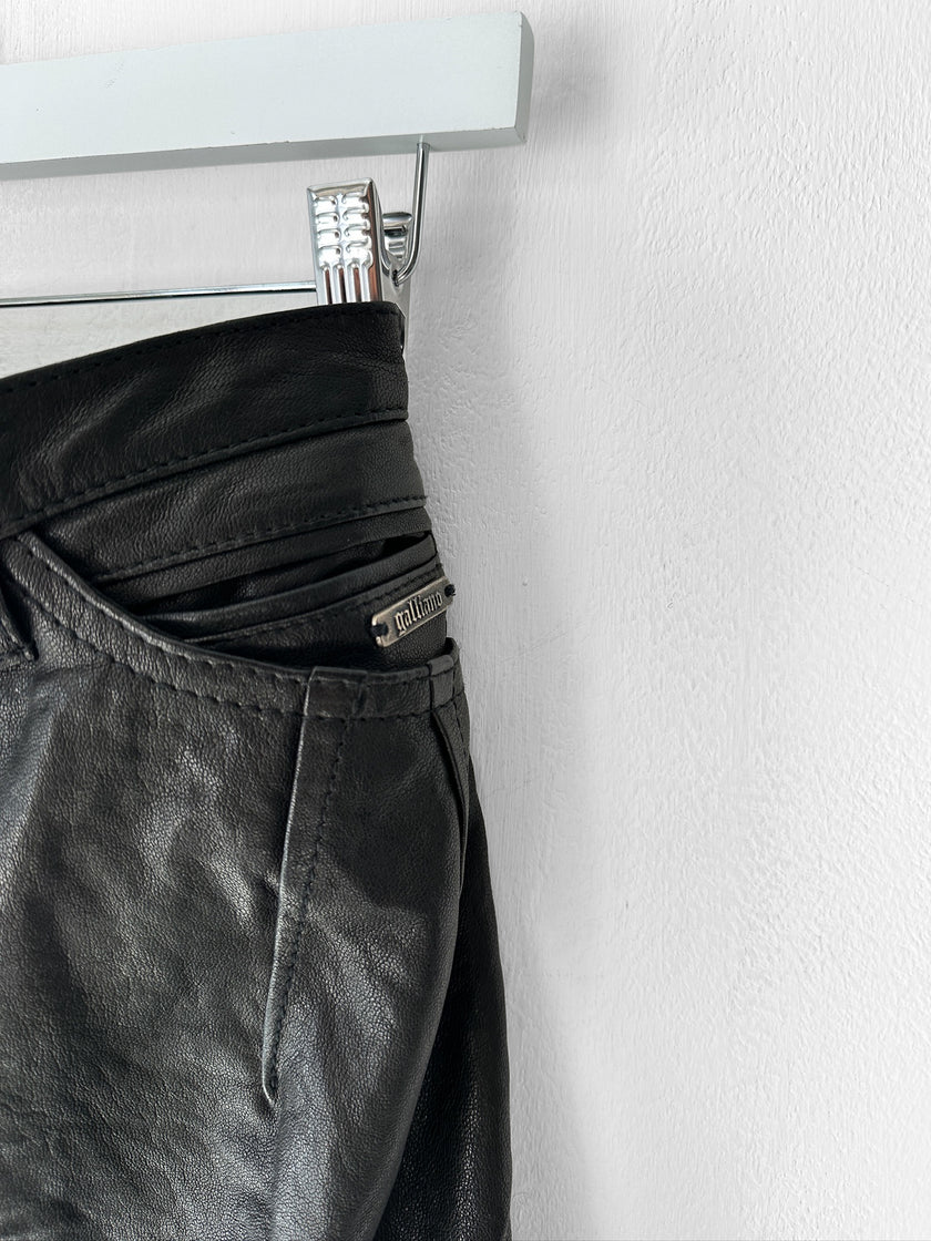 GALLIANO BY JOHN GALLIANO - F/W 2008 MINI LEATHER SKIRT WITH LOGO STUDS