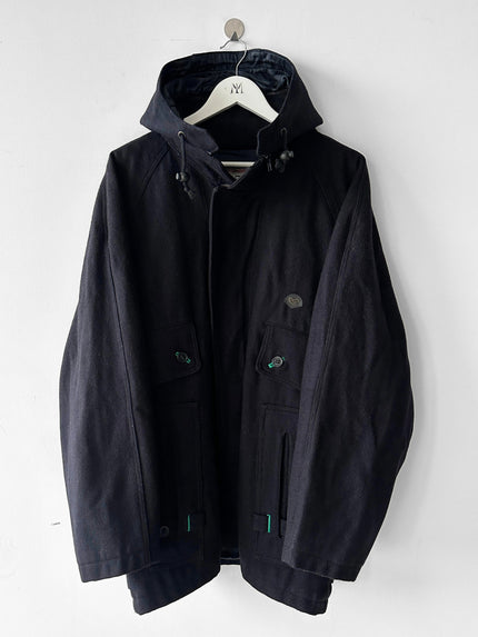 ITALIAN LABEL 1980s WOOL JACKET WITH REMOVABLE ZIPPED HOOD