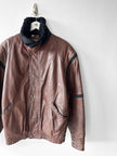 ICEBERG - 1980s LEATHER BOMBER JACKET WITH SHEARLING COLLAR