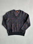 MISSONI - 1990s JACQUARD PATTERN V NECK BOXY FIT JUMPER