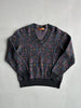MISSONI - 1990s JACQUARD PATTERN V NECK BOXY FIT JUMPER