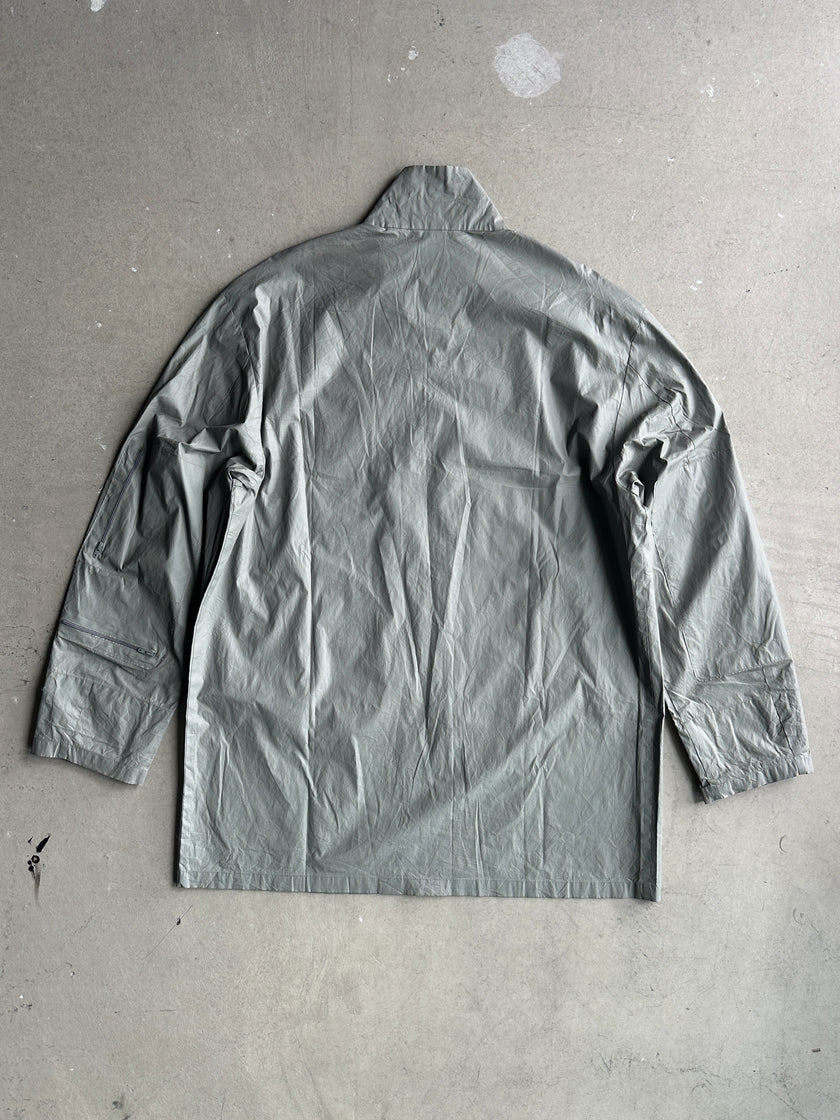 MIU MIU -  S/S 1999 METALLIC SILVER STRAIGHT FIT WAXED JACKET