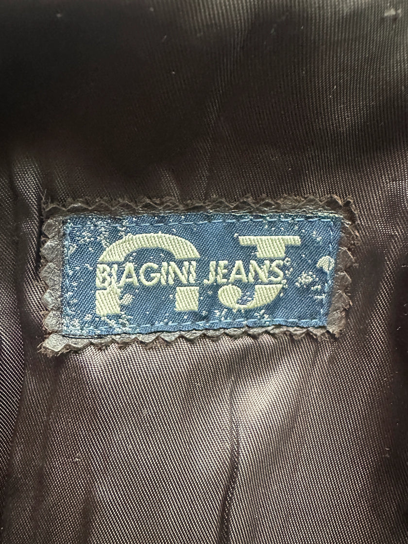 ANNA BIAGINI - 1990s CALF HAIR LEATHER LONG JACKET