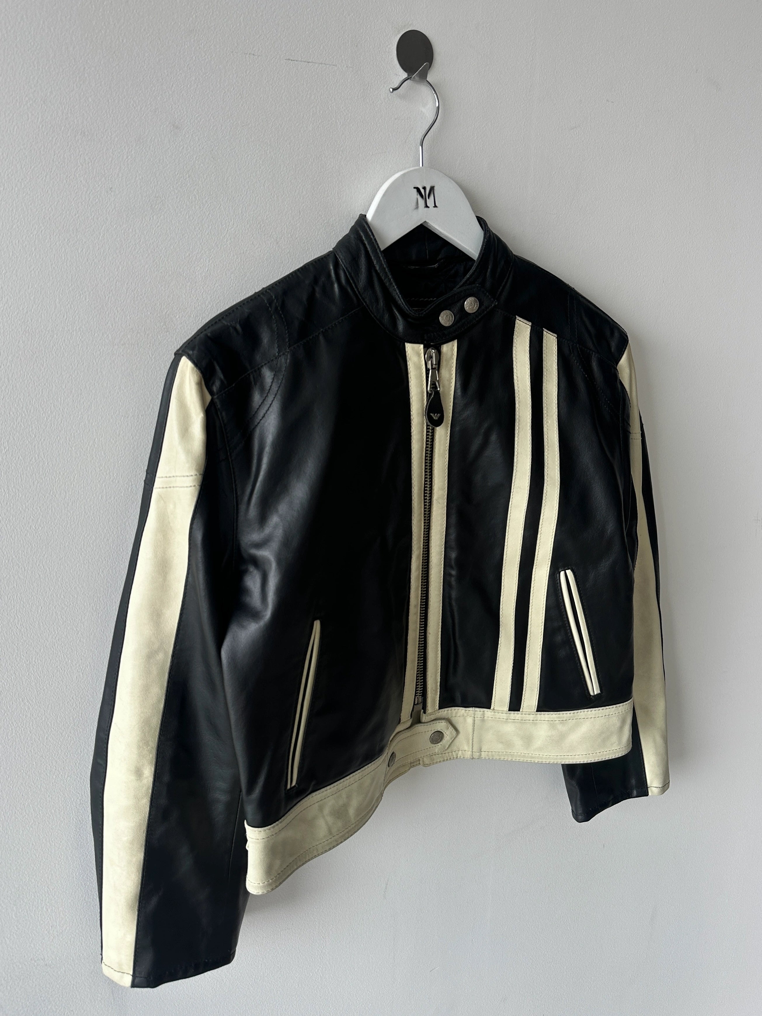 ARMANI JEANS - late 1980s CROP FIT BIKER LEATHER JACKET